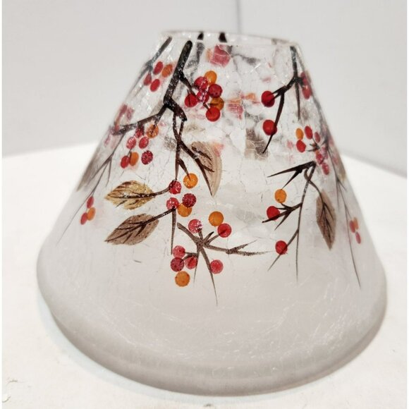 Yankee Candle Crackle Berry Jar Shade Frosted w/ Glitter Red Orange Green New - Picture 3 of 9